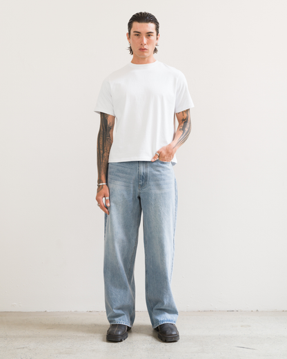 Wide Leg Jeans (Washed Blue)