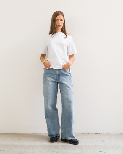 Wide Leg Jeans (Washed Blue)