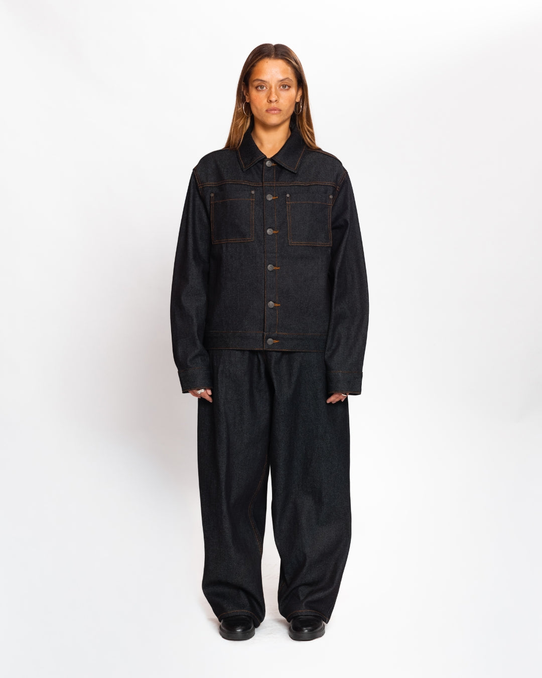 Baggy Raw Denim (Blue Black)