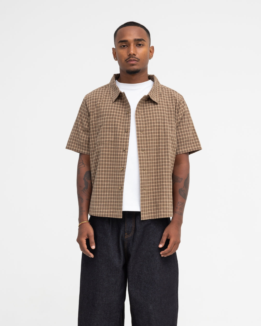 Short Sleeve Shirt (Olive Plaid)