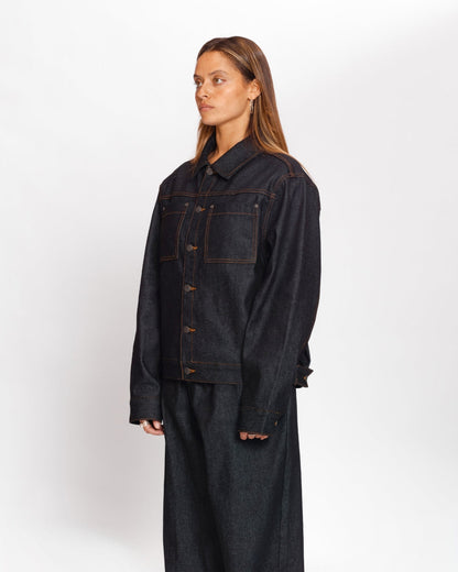Raw Denim Jacket (Blue Black)