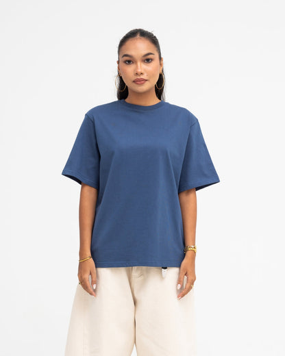 Cropped Basic Tee (Navy)